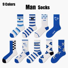 9 Pairs Colorful Compression Running Socks For Men Crew Athletic Hiking Wicking Anti Blister Cushioned Anti-odor And Breathable For Running Hikin (Option: Men)
