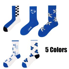 5 Pairs Colorful Compression Running Socks For Men Crew Athletic Hiking Wicking Anti Blister Cushioned Anti-odor And Breathable For Running Hikin (Option: Men)