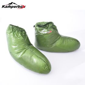 Kamperbox Down Slippers Down Socks Camping Down Booties for Sleeping Bag Camping AQ3 (Option: Lowsocks Green)